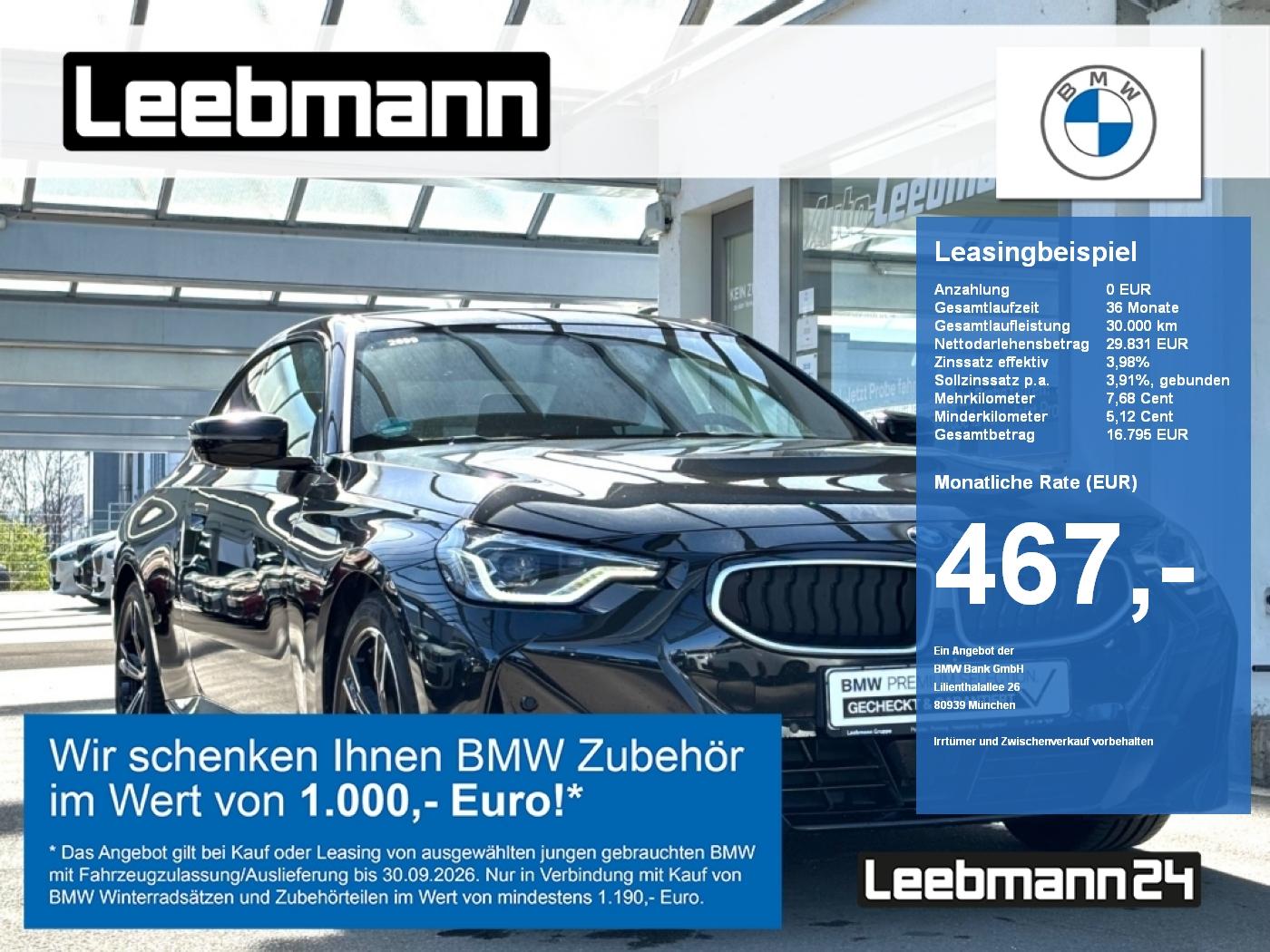 BMW 218i Coupé M-Sport HeadUp Finanzierung ab 0,99%