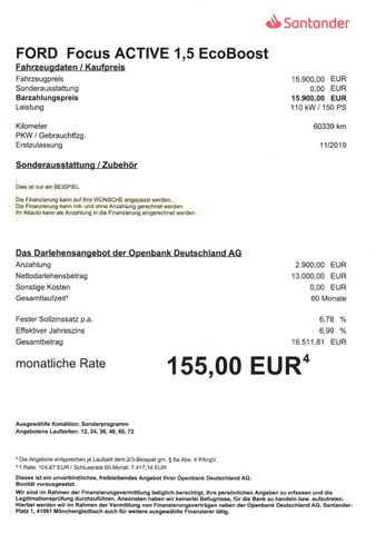 Fahrzeugabbildung Ford Focus ACTIVE 1,5 EcoB >AUT/Headup/NAV/LED/PAN<