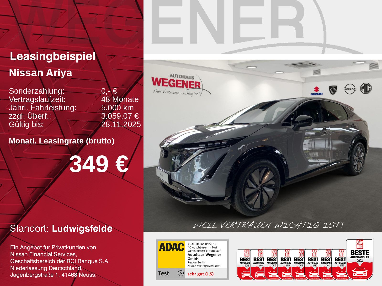 Nissan ARIYA Basis 63 kWh 22kW OBC LED SHZ LHZ BFS 19"L