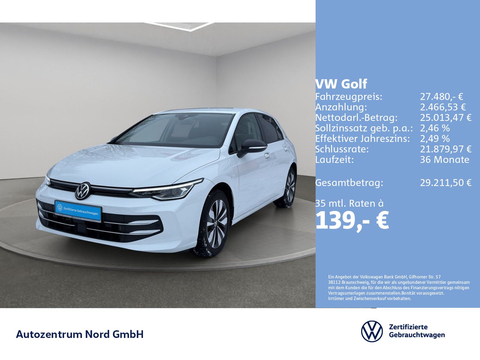 Volkswagen Golf VIII 2.0 TDI DSG Goal AHK+NAVI+ACC+LED+KAME
