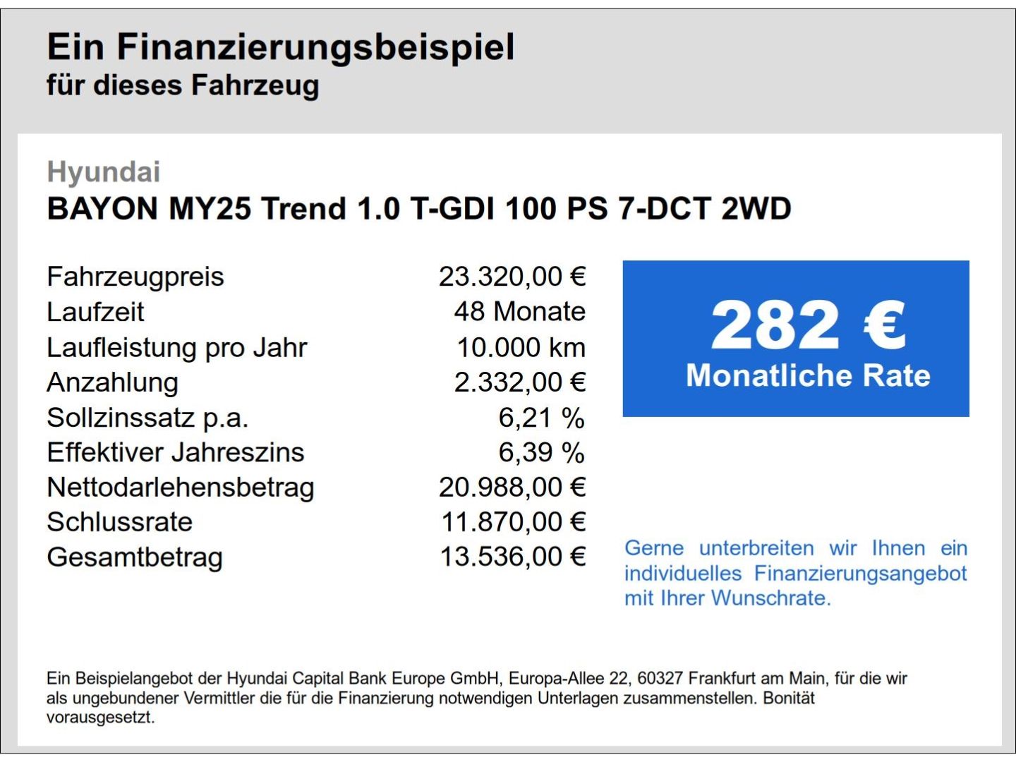 Fahrzeugabbildung Hyundai BAYON Trend 1.0 T-GDI 100 PS 7-DCT 2WD Komfortpa