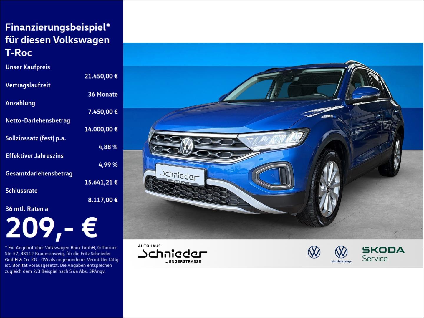 Volkswagen T-Roc 1.0 TSI Life  Climatronic Navi Rear View
