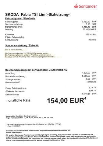 Fahrzeugabbildung Skoda Fabia 1,2 TSI Ambition >KLIMA<