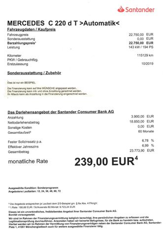 Fahrzeugabbildung Mercedes-Benz C 220d T >AUT/PANO/STANDHEIZ/LED-LICHT...