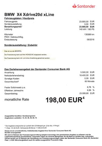 Fahrzeugabbildung BMW X4 xDrive 20 d xLine >AUT/Headup/XEN/Leder/Navi<