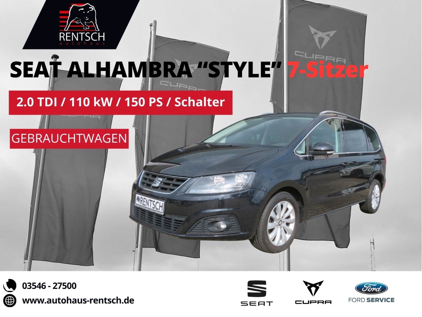 SEAT Alhambra Style2.0TDI*AHK*NAVI*PANO*LED*inkl.WKR*