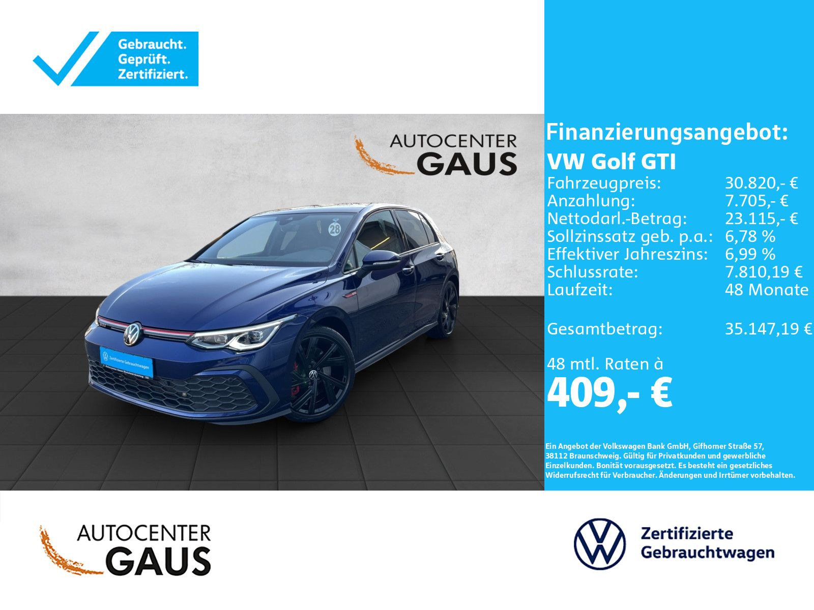 Golf VIII GTI 2.0 TSI DSG Pano*ACC*Kamera*LED