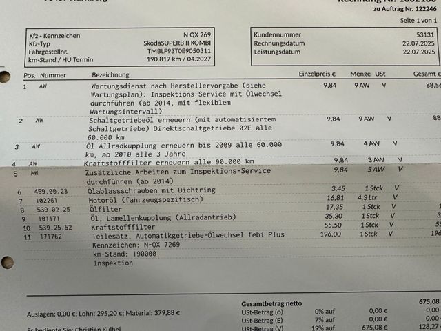 Skoda Superb Combi Exclusive 4x4 *1. Hand*Klima*TÜV*BT