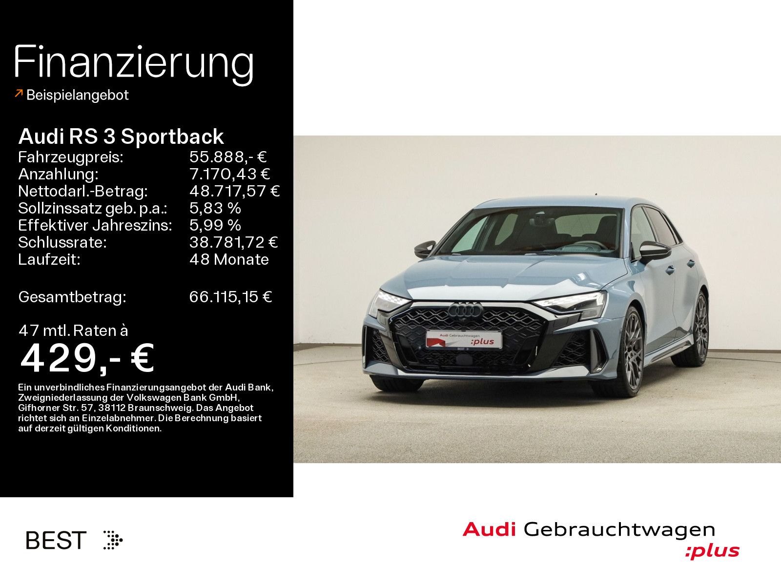 Audi RS 3 Sportback Assist, Matrix, Abgas, Kamera