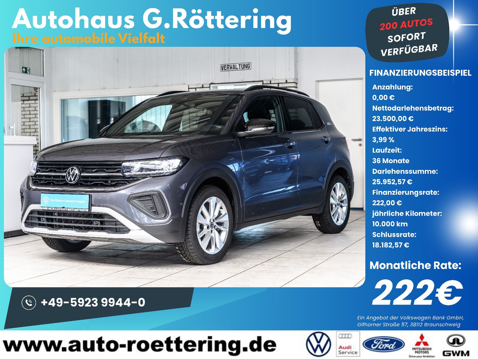 Fahrzeugabbildung Volkswagen T-Cross Goal 1.0 TSI DSG LED+AHK+NAVI+ACC+APP