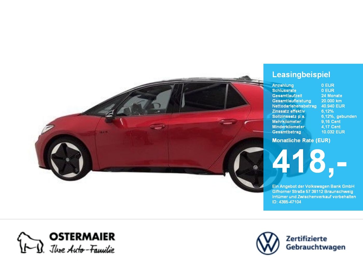 Volkswagen ID.3 GTX 286PS NP.62T ACC.5J-G.WÄRMEPUMPE.AREA-V