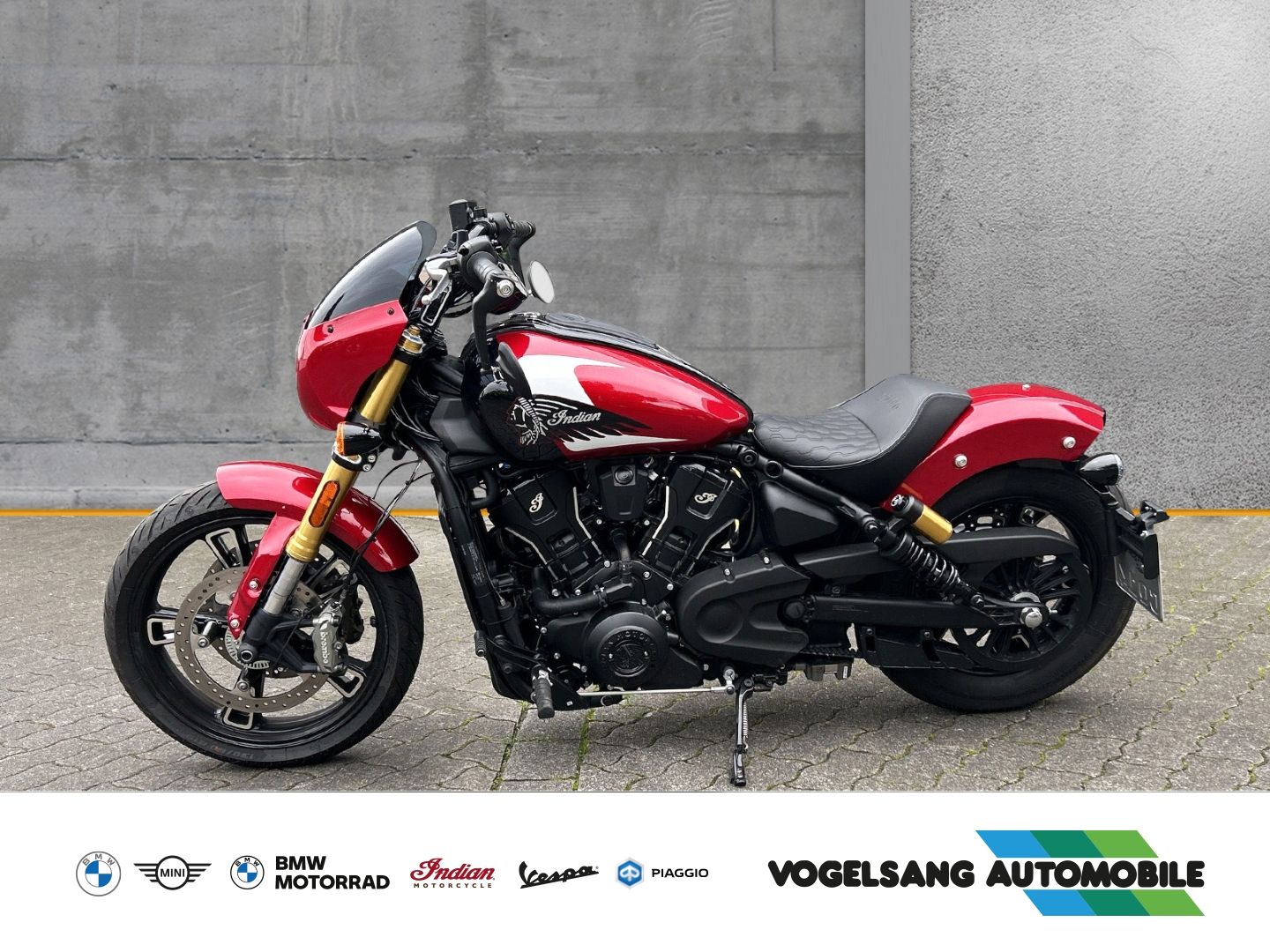 Fahrzeugabbildung Indian Scout 101 , mit Klappenauspuffanlage, Navigation