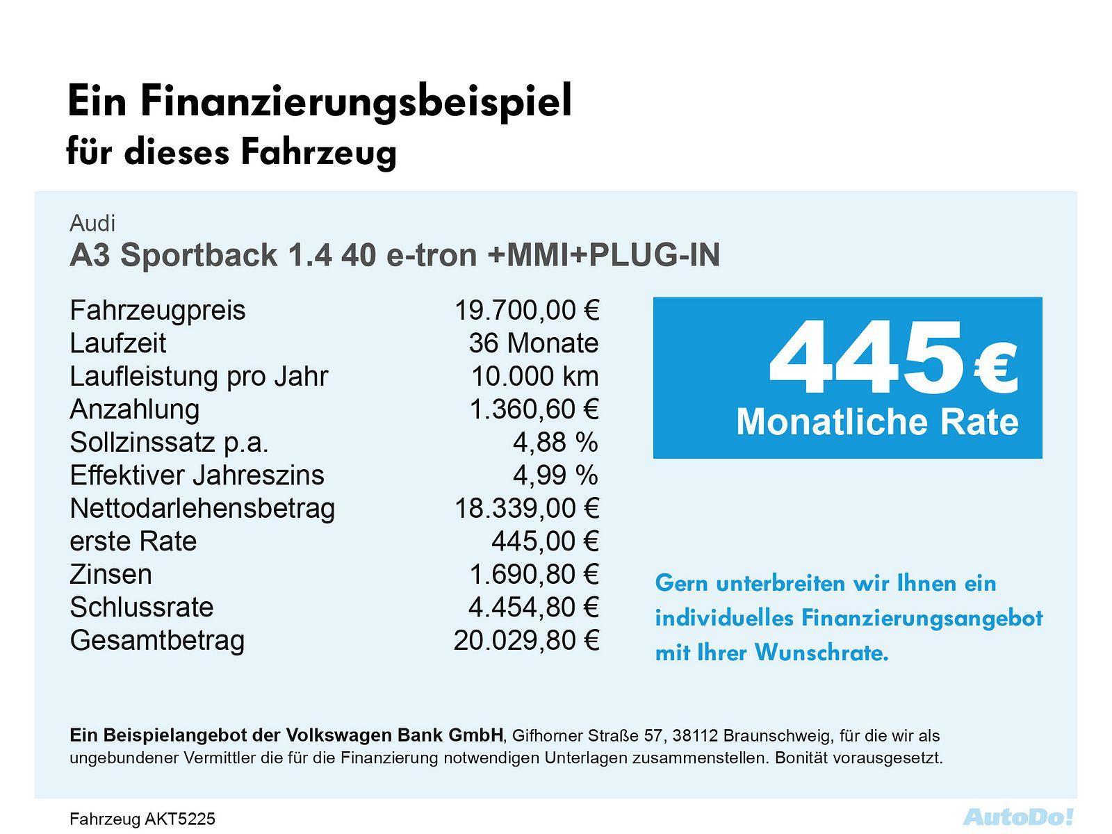 Audi A3 Sportback 1.4 40 e-tron +MMI+PLUG-IN