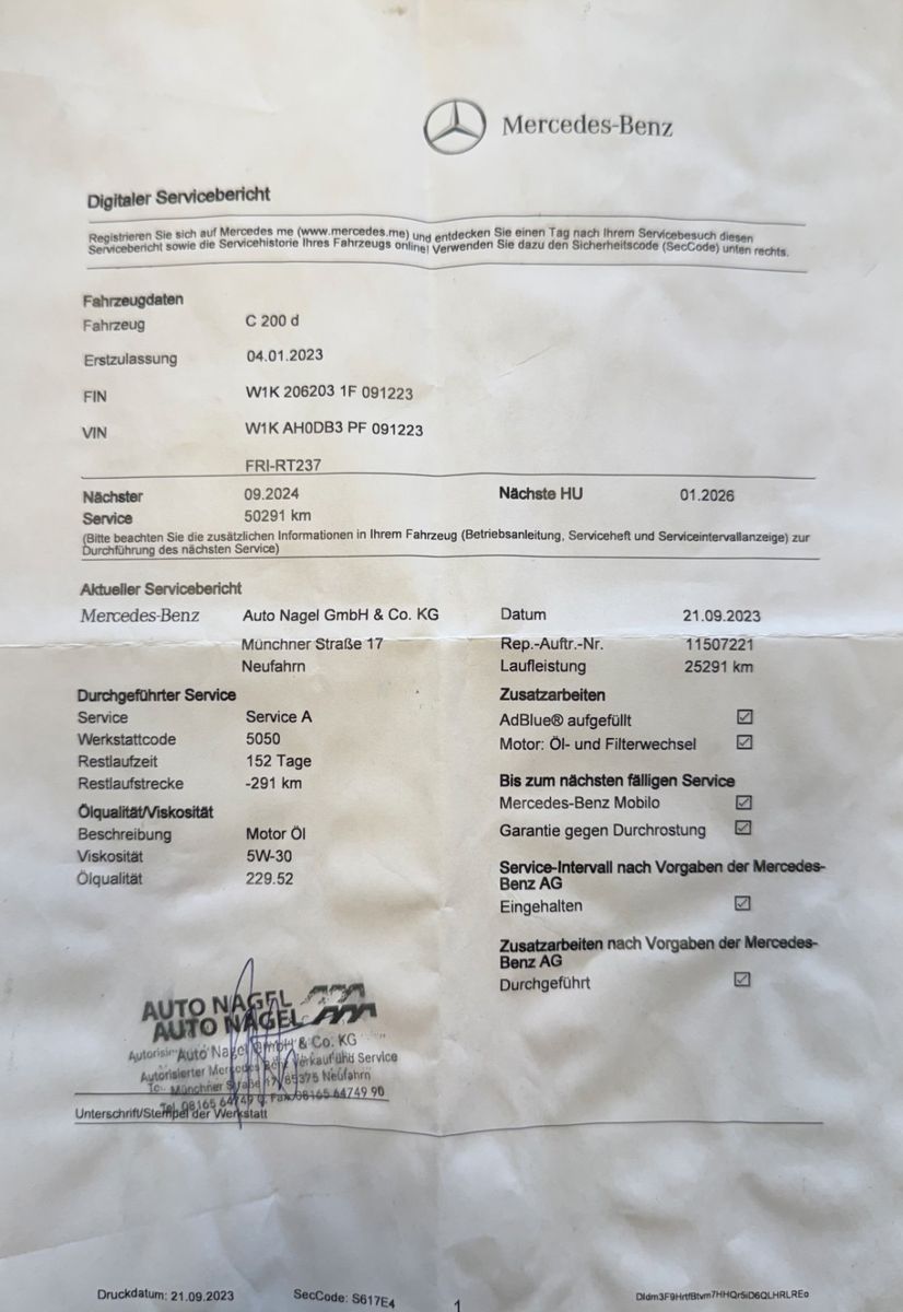 Fahrzeugabbildung Mercedes-Benz C 200 d T Avantgarde Night-Paket Business-Paket