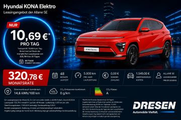 Hyundai Leasingangebot: Hyundai KONA Elektro Select I Navi I LED I Rückfahrkamer