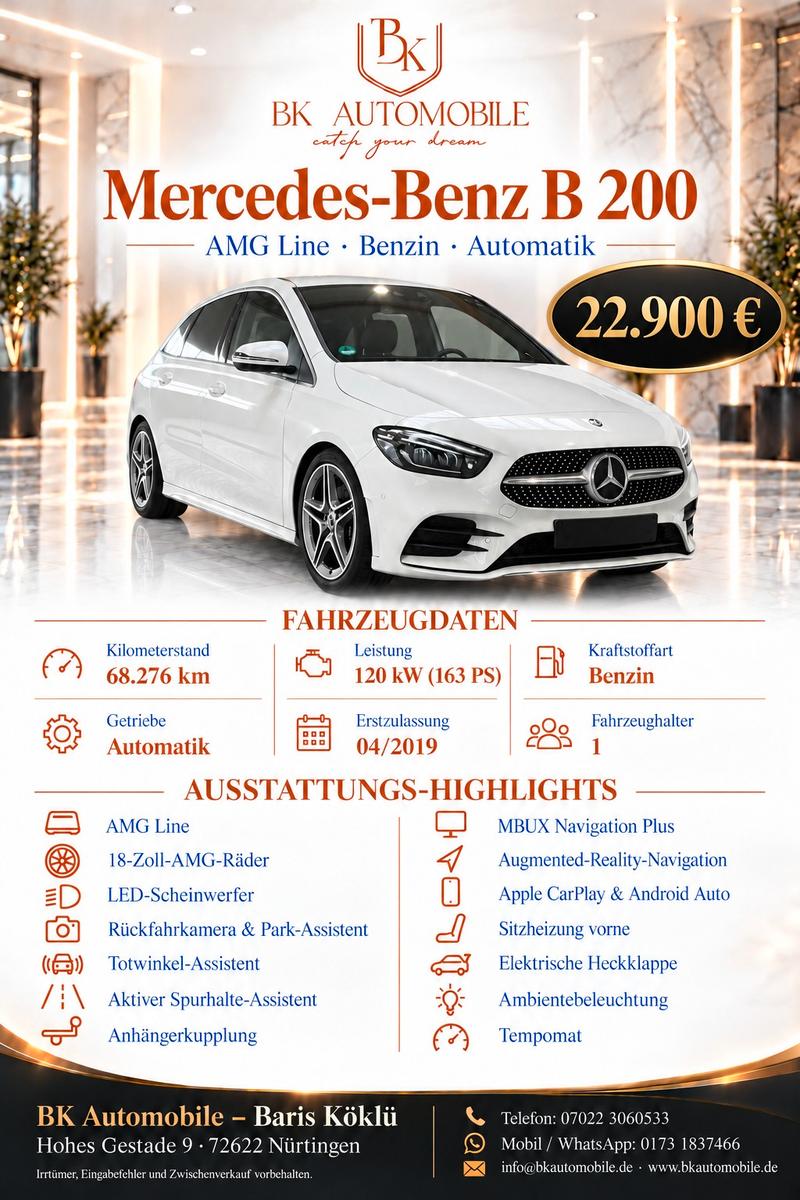 Mercedes-Benz B 200|AMG|MBUX|Totwinkel|Ambiente|Kamera|