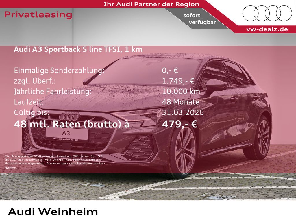 Audi A3 Sportback S line TFSI S tronic LED DAB Klima