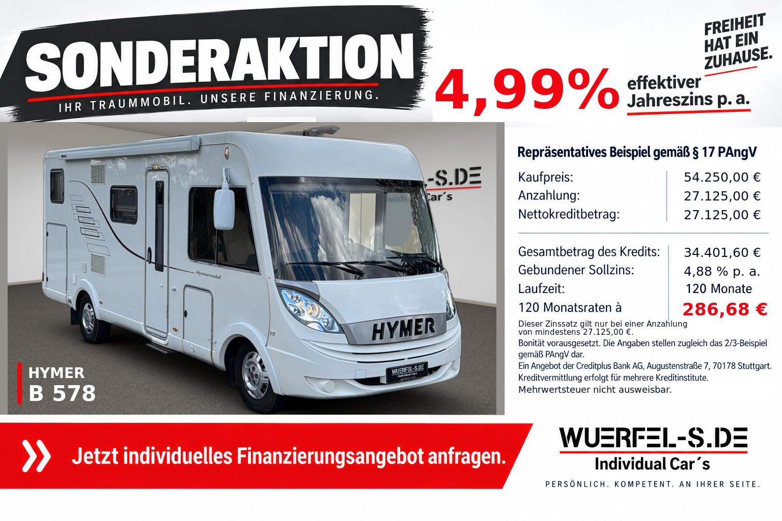 HYMER / ERIBA / HYMERCAR B 578+AHK+Rostfrei+Backofen+SAT+TV+Top-Zustand
