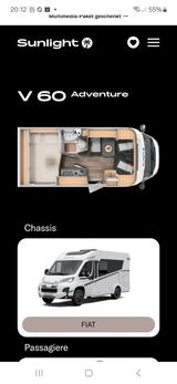 Sunlight V60, neue Reifen, AHK, Solar, 3./4. Bett, Sat - Sunlight A60