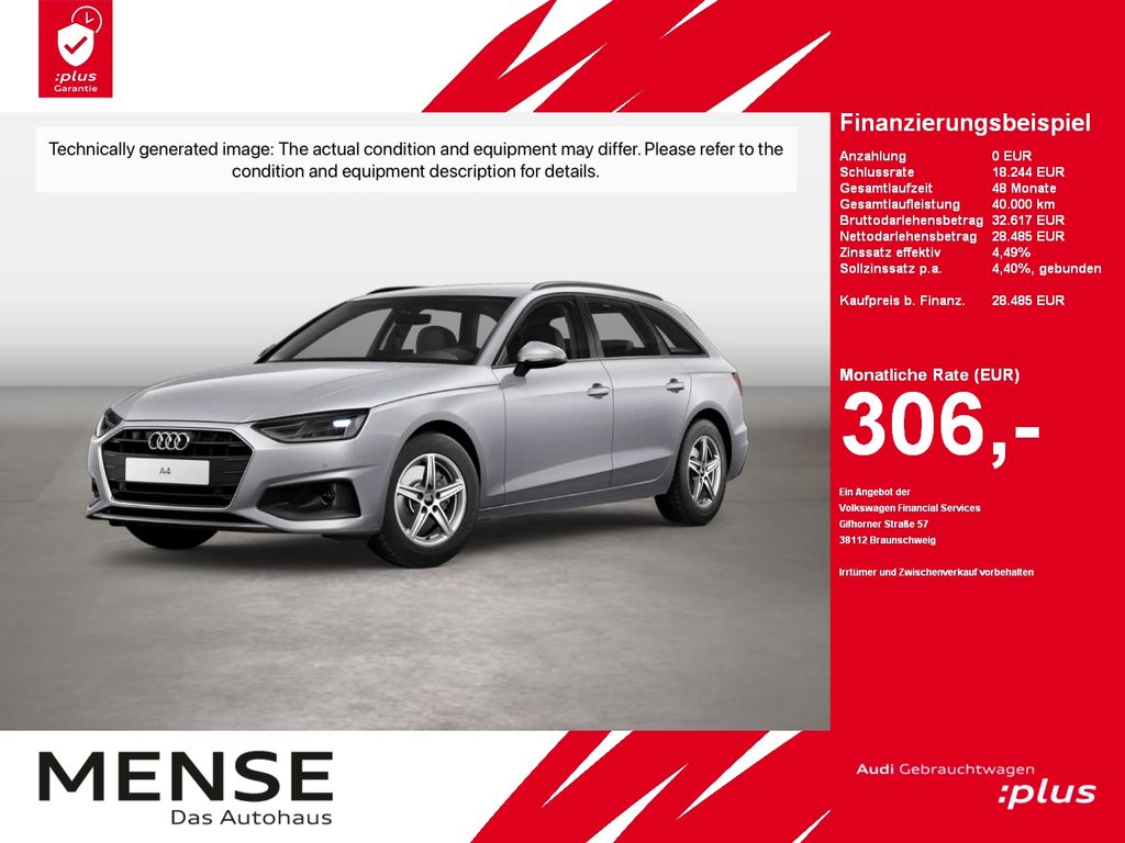 Abbildung Leasingangebot Audi A4 Avant 30 TDI S tronic ACC Navi Akustikglas LM