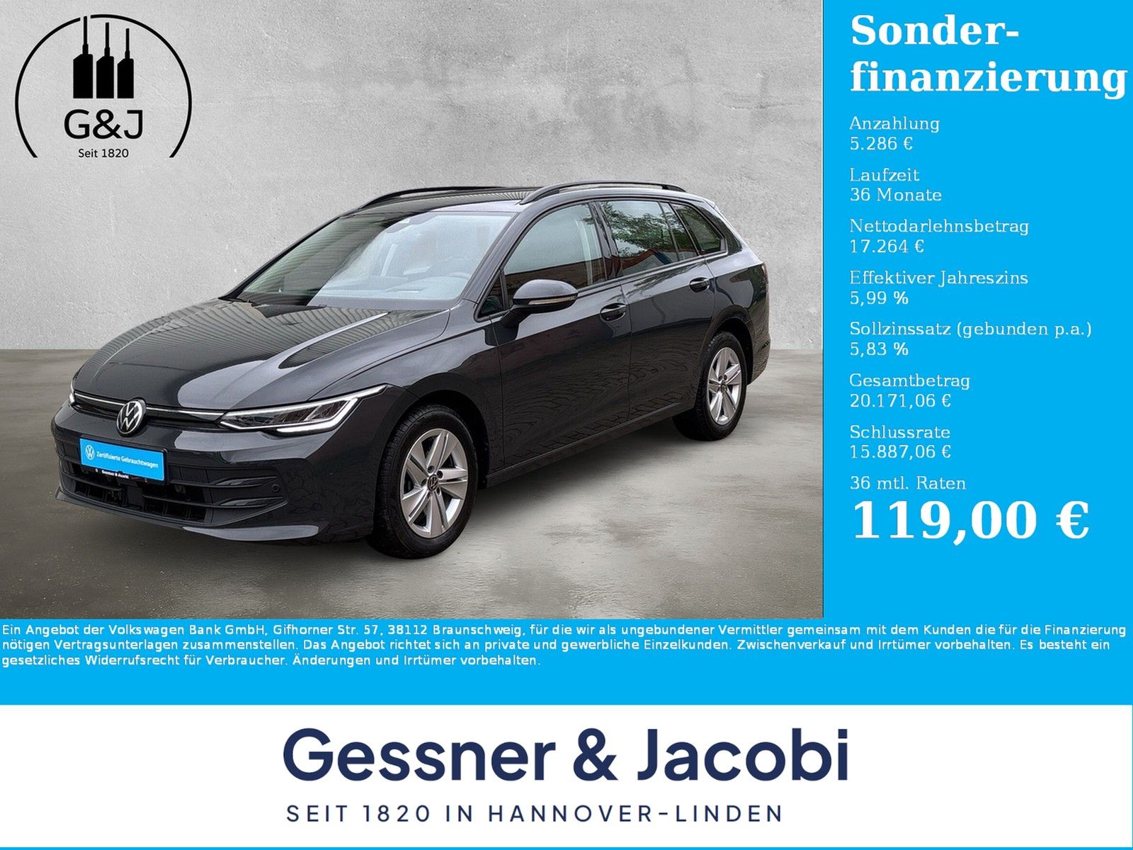 Fahrzeugabbildung Volkswagen Golf Variant 2.0 TDI Life AHK Standheizung HuD