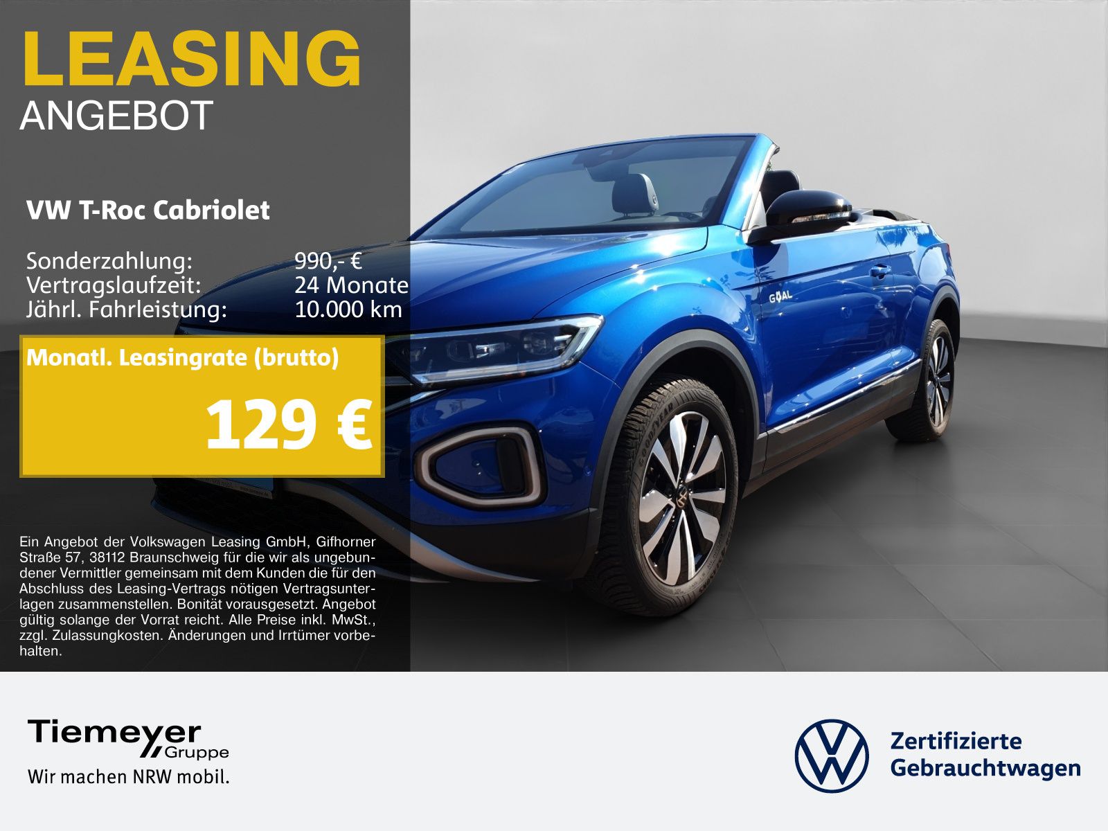 Volkswagen T-Roc Cabrio 1.0 TSI GOAL NAVI KAMERA ASSIST SIT