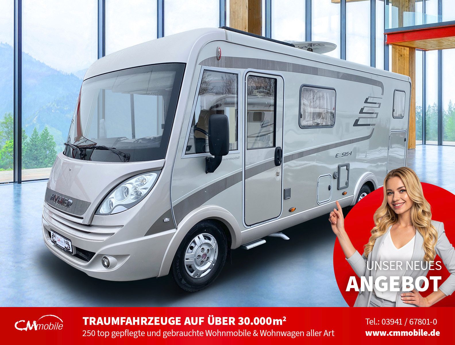 HYMER / ERIBA / HYMERCAR
 Exsis I 578 - Hub & Einzelbetten - Garage
