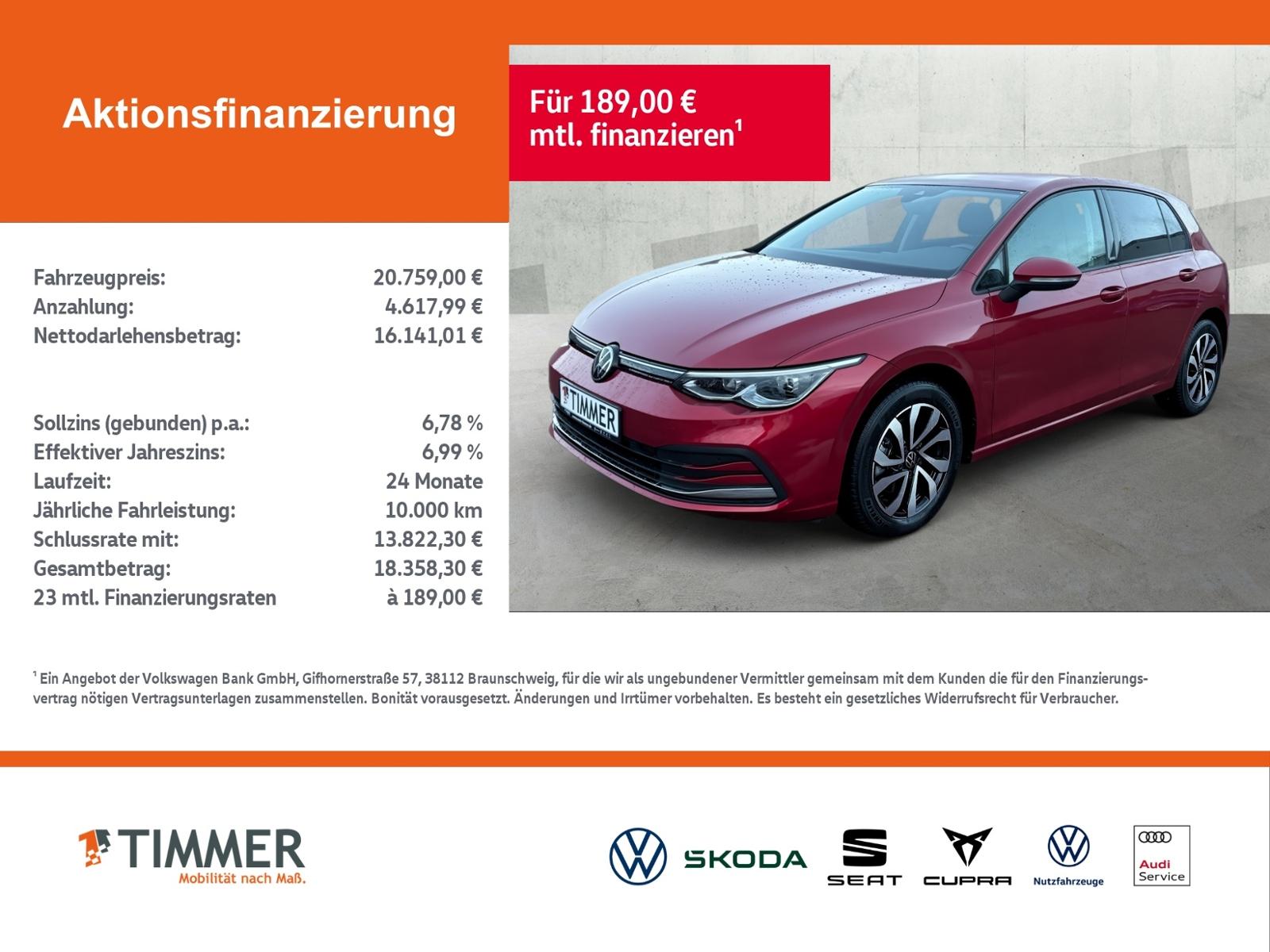 Volkswagen Golf VIII 1.5 TSI ACTIVE +LED +ACC +RKAM +VIRTUA