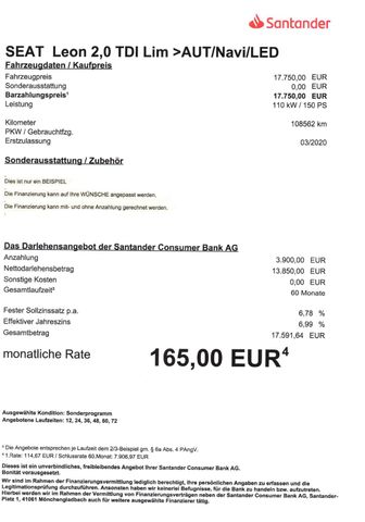 Fahrzeugabbildung Seat Leon 2,0 TDI Xcellence >AUT/NAV/LED/SHZ/Leder<