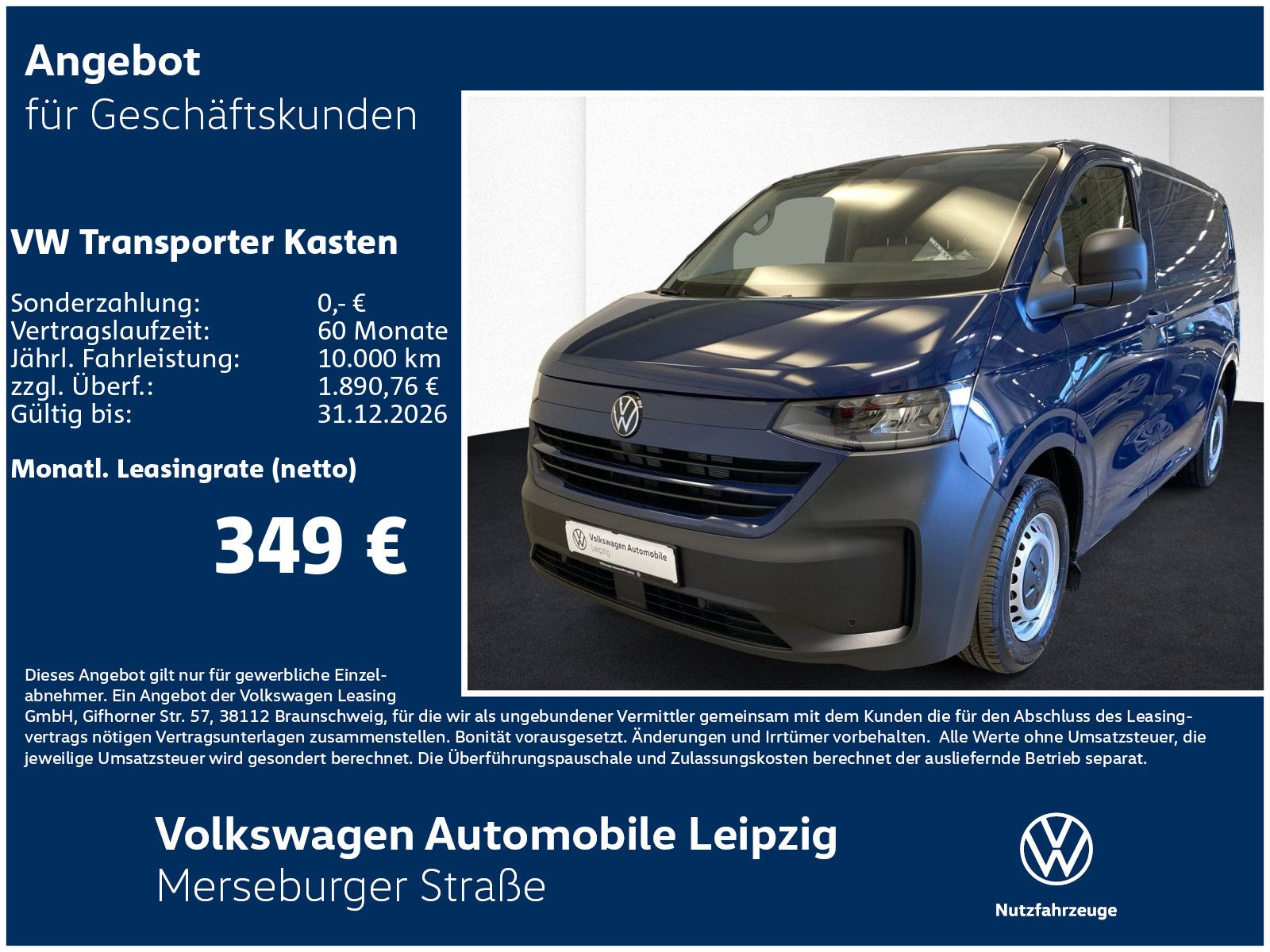 Volkswagen Transporter Kasten 110 kW 4M Preisvorteil 9369€
