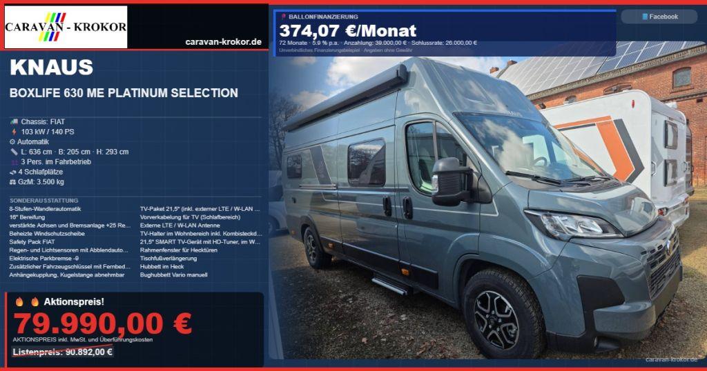 Knaus BoxLife 630 ME Platinum Selection Bughubbett