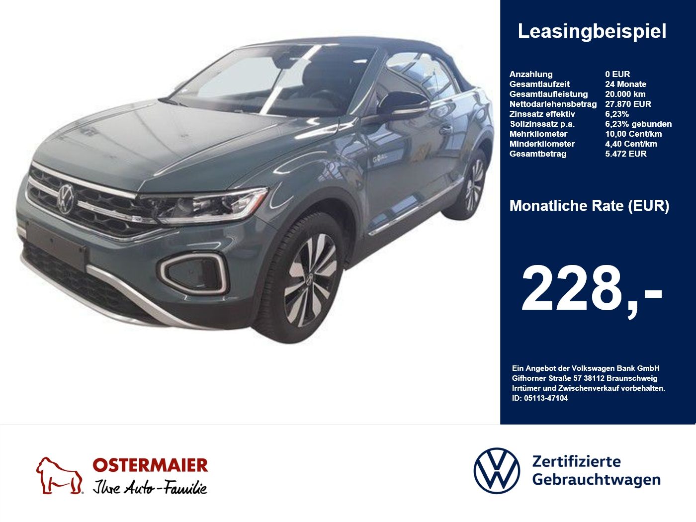 Volkswagen T-Roc Cabriolet GOAL 1.5TSI 150PS DSG ACC.5J-G.N