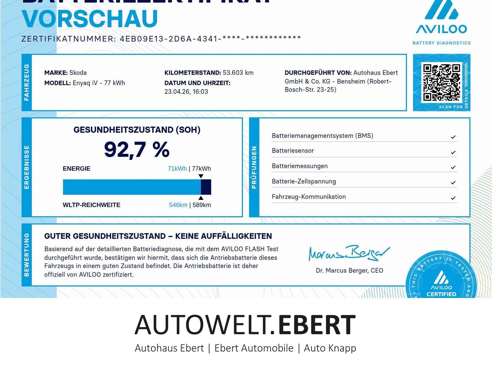 Skoda Enyaq iV 80 Suite/PANO-DACH/AHK/WÄRMEPUMPE/CAM/