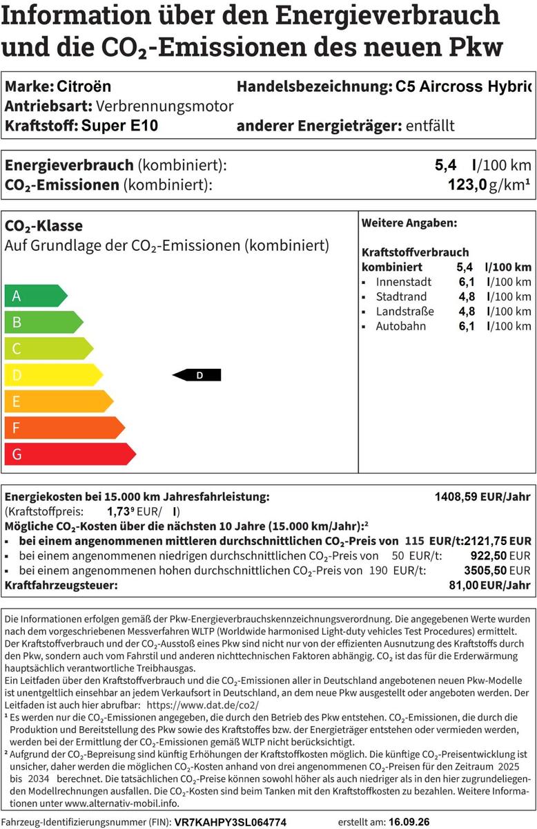 Citroën C5 Aircross Hybrid 145 Doppelkupplung 6-Gang MAX