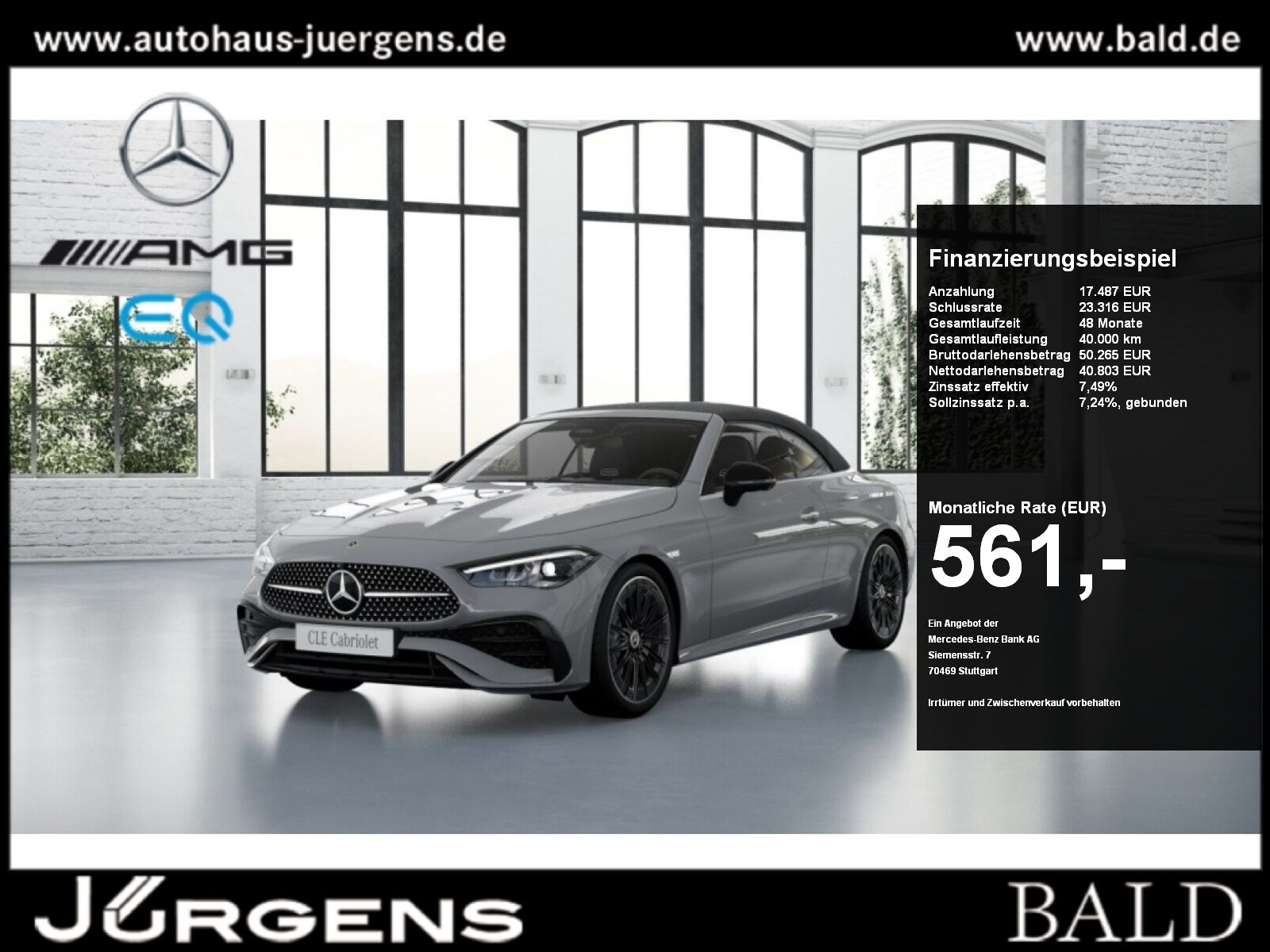 MERCEDES-BENZ CLE 220 d Cabrio AMG-Sport/Burm/Sitzklima/Leder