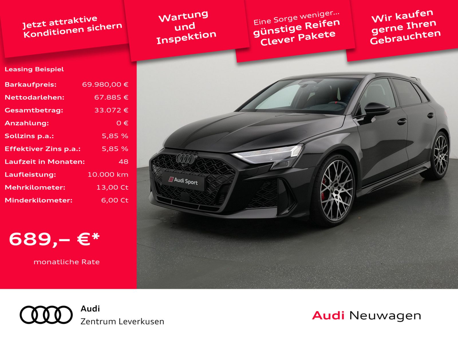 Audi RS 3 Sportback PANO MATRIX KAM LEDER SPORTABGAS