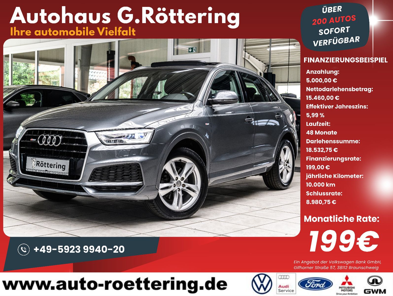 Fahrzeugabbildung Audi Q3 1.4l 110kw S-Line +AHK +Pano +Navi