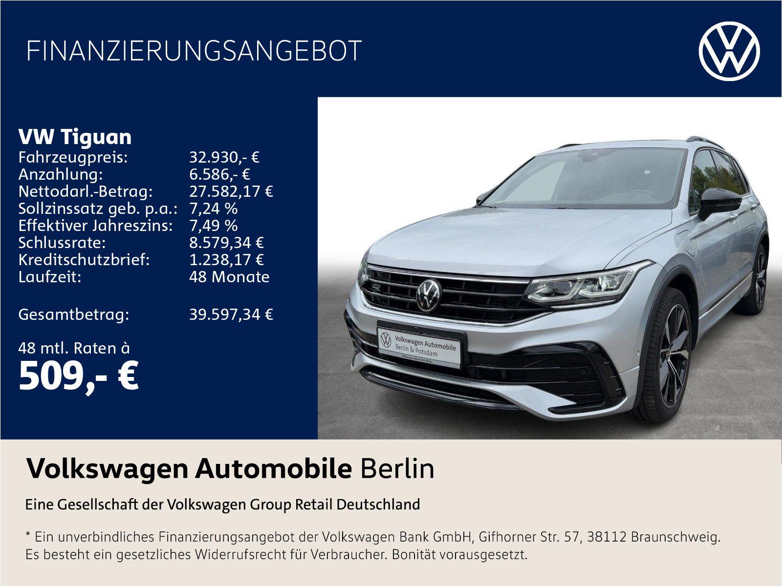 Volkswagen Tiguan 1.4 TSI eHybrid R-Line OPF (EURO 6d)
