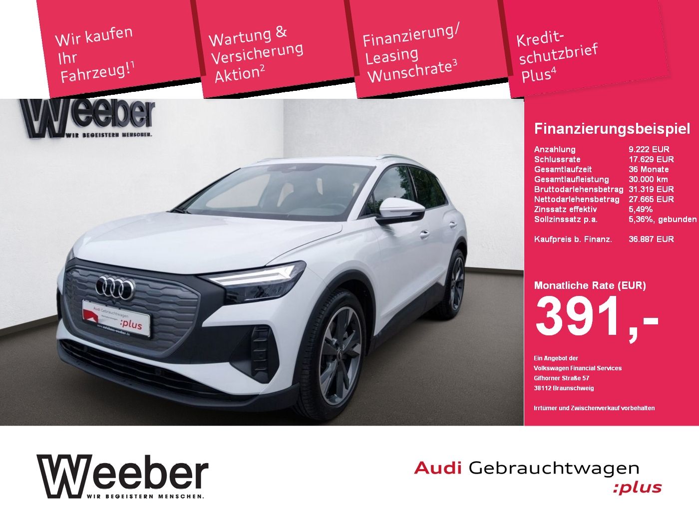Audi Q4 e-tron quattro *SHZ*APP CONNECT*LED*PDC*GRA*