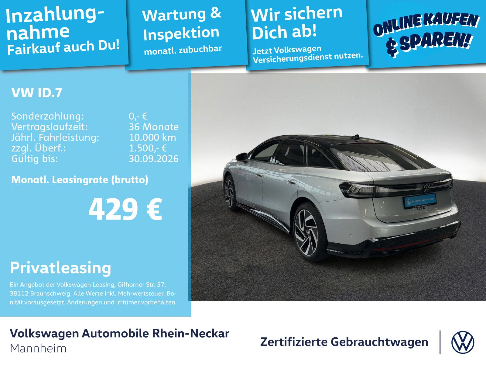 Volkswagen ID.7 GTX 250kW GAR2030 Navi AHK Kamera UVM foto 2