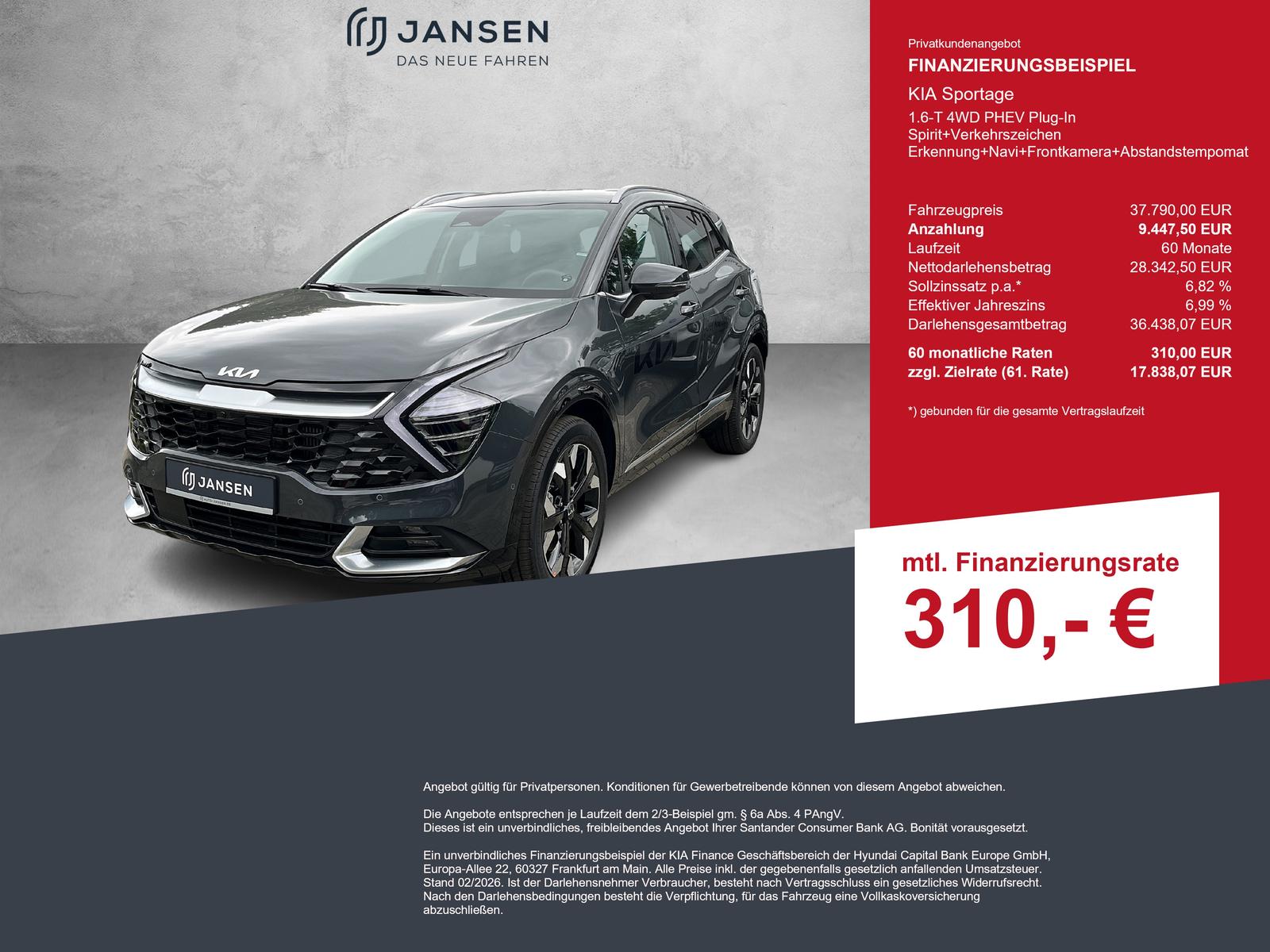 Kia Sportage 1.6-T 4WD PHEV Plug-In Spirit+Verkehrsz