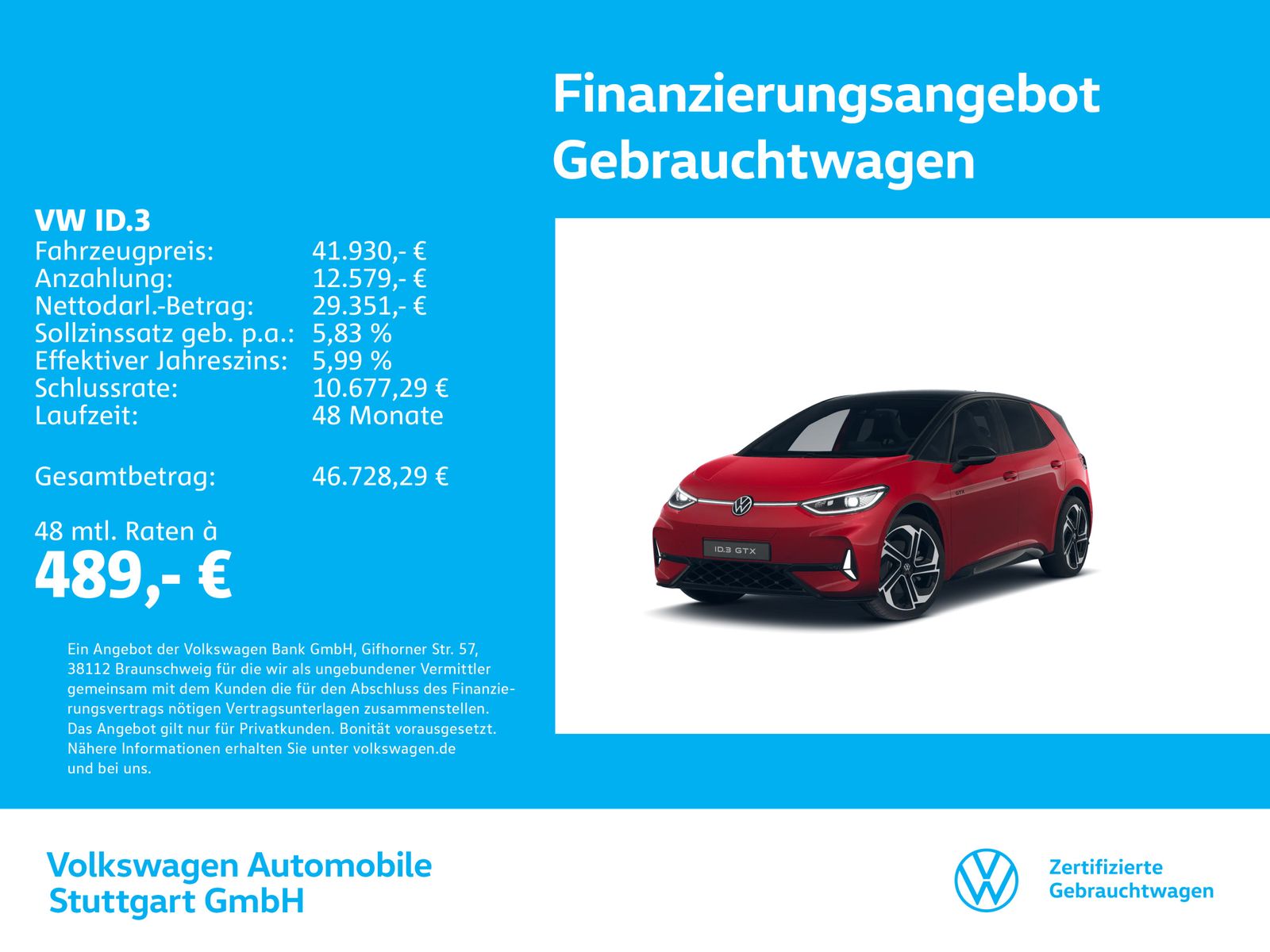 Volkswagen ID.3 GTX Navi Kamera Pano AHK Stdhzg LED ACC SHZ