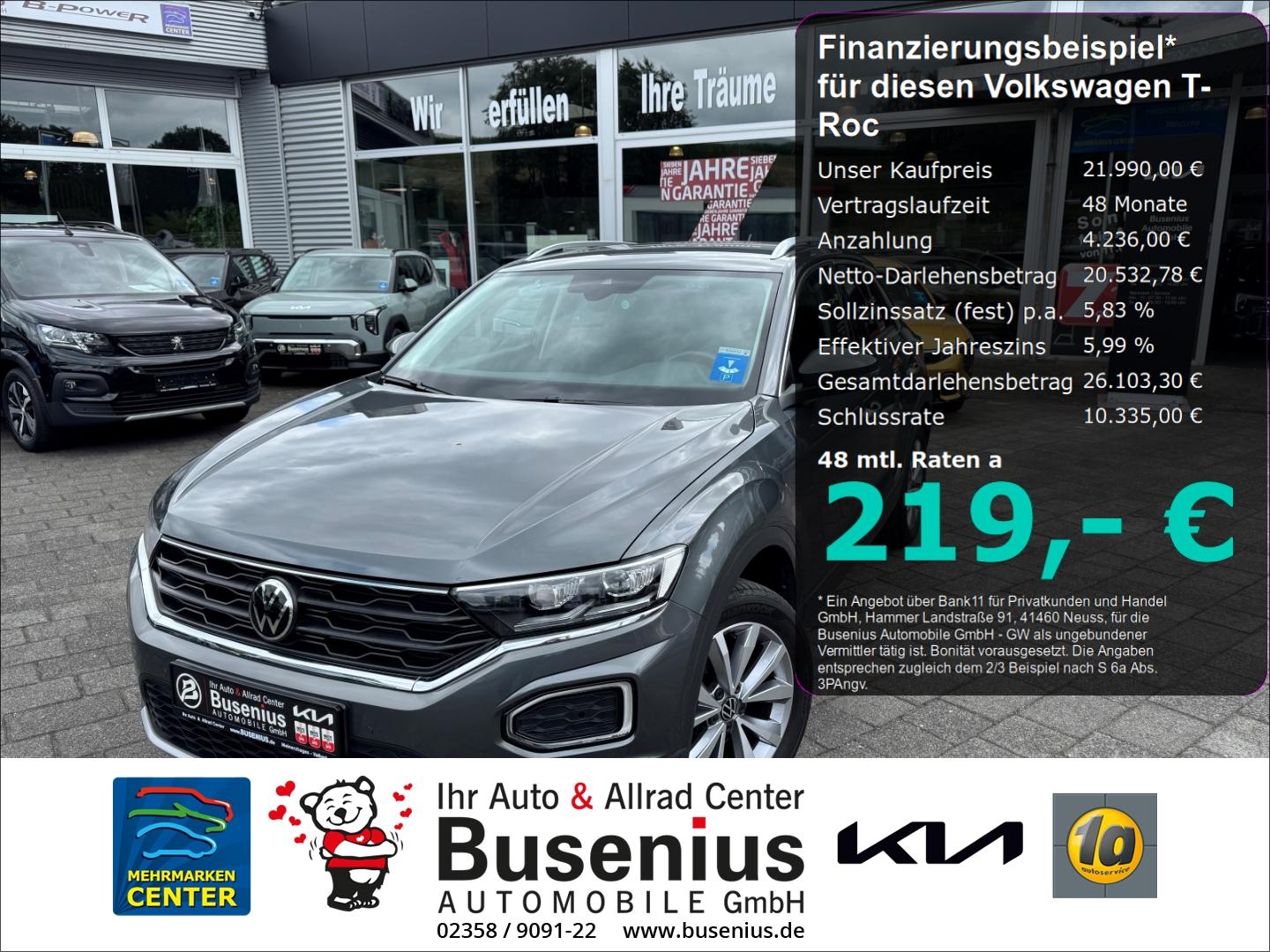 Volkswagen T-Roc 1.5 TSI DSG Style+AHK+SHZ+Freisprech+Navi+