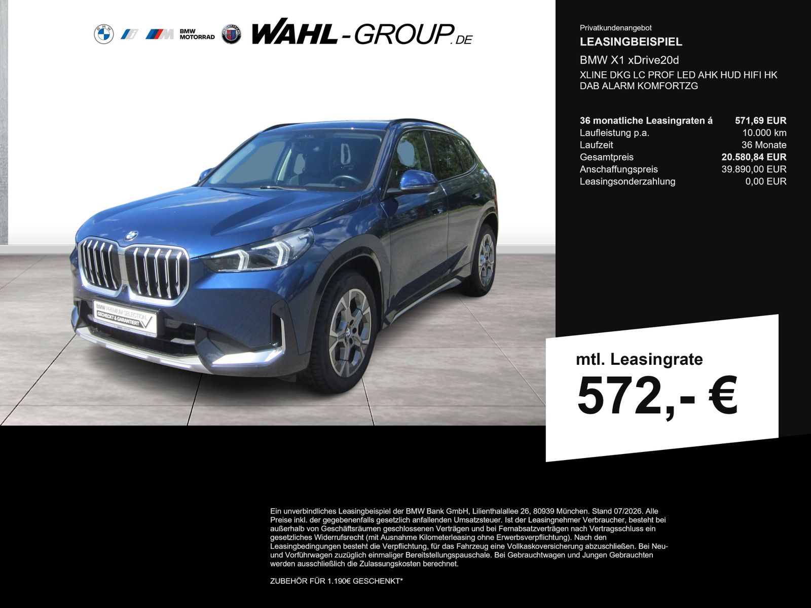 BMW X1 xDrive20d XLINE DKG LC PROF LED AHK HUD HIFI 
