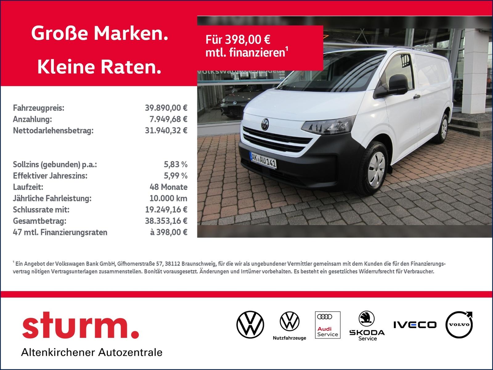 Volkswagen NFZ Transporter T7  Kasten 2.0 TDI *Klima, Kamer