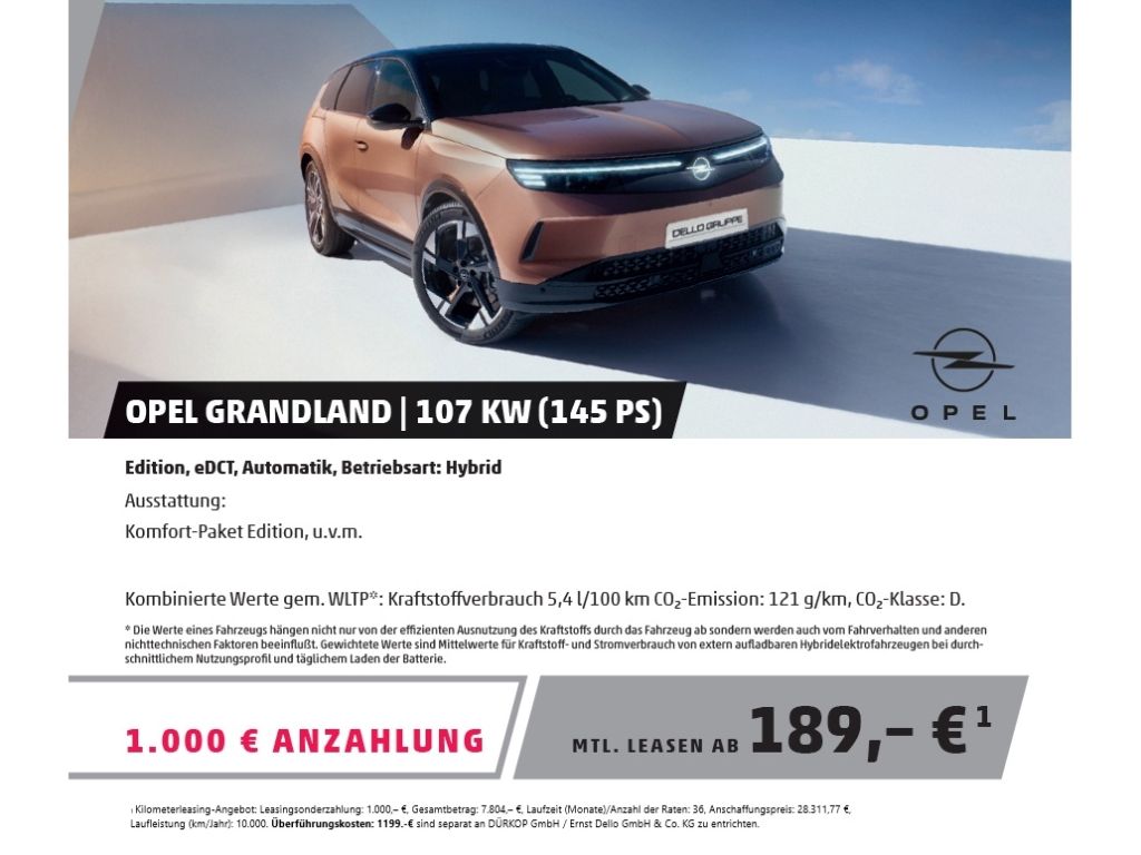Opel Grandland Edition Hybrid 107kw 6-AT Komfort-Pake