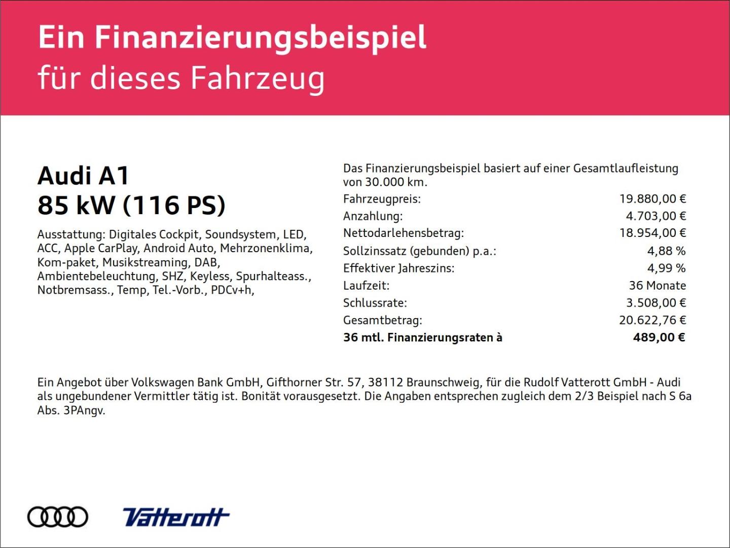 Audi A1 Sportback 30 TFSI S tronic advanced LED ACC