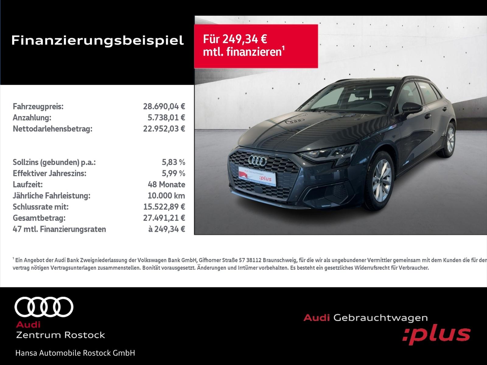 Audi A3 Sportback 30 TDI S tronic+NAVI+LED+VIRT COCK+