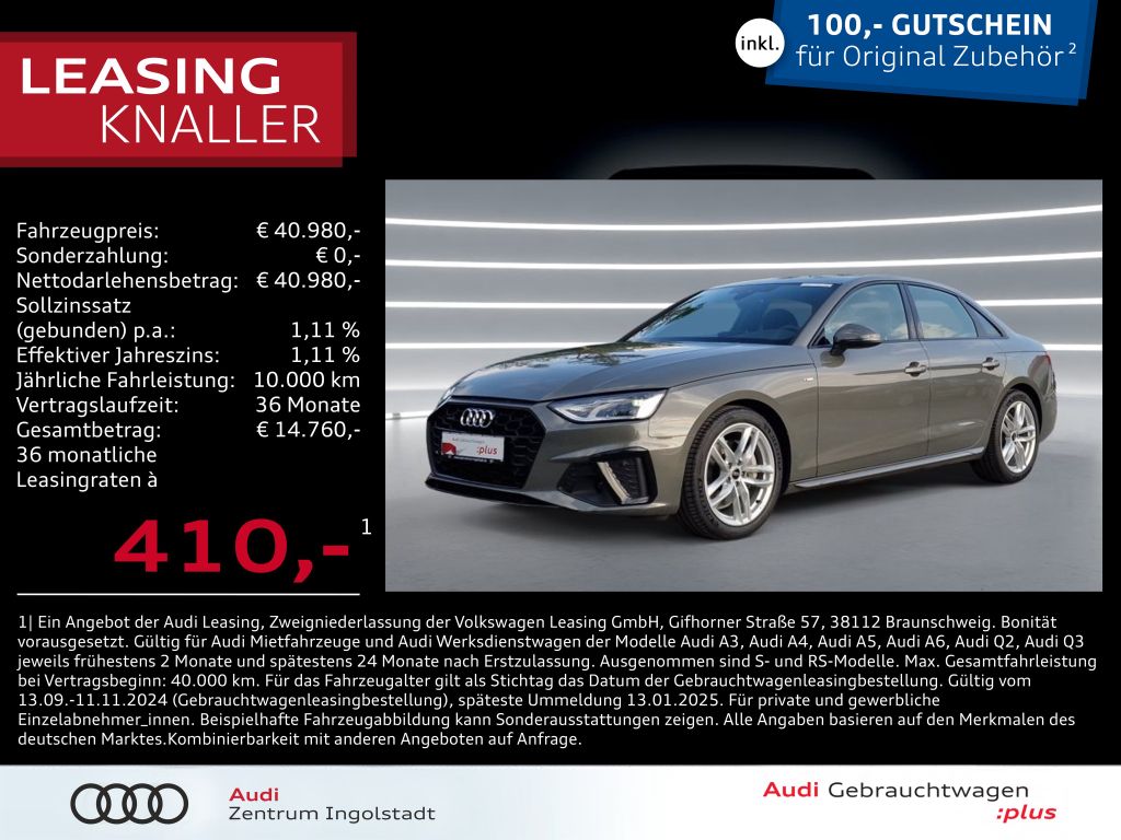 Audi A4 Limousine 40 TDI qu S line NAVI AHK 18" Virt.