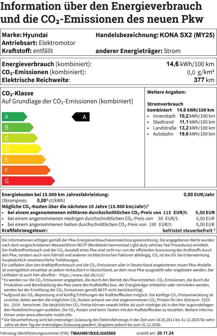 Fahrzeugabbildung Hyundai KONA SX2 EV TREND el. Heckklappe